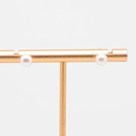 Vintage Sterling Silver White Fake Pearl Stud Earrings - Picture 4 of 6